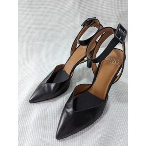 FRANCO SARTO! BLACK LEATHER ANKLE STRAP WRAP HEELS! SZ 9M